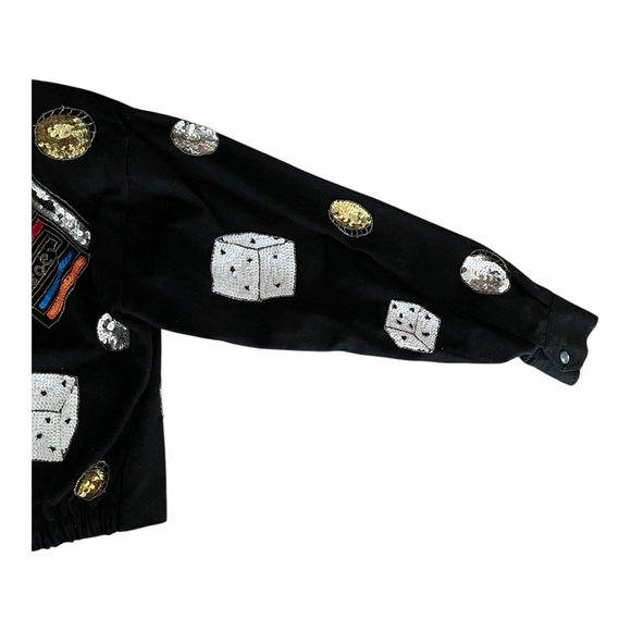 Rare Vintage Casino Themed Modi Denim Bomber Jacket Size Small - Picture 7 of 7